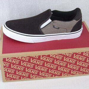 Vans Asher Deluxe Skate Shoes 9 Brown Slip-On VN000CSYCFF Comfort Textile